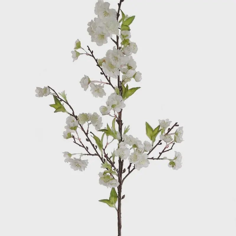 41" White Cherry Blossom Spray - Realistic Faux Flower