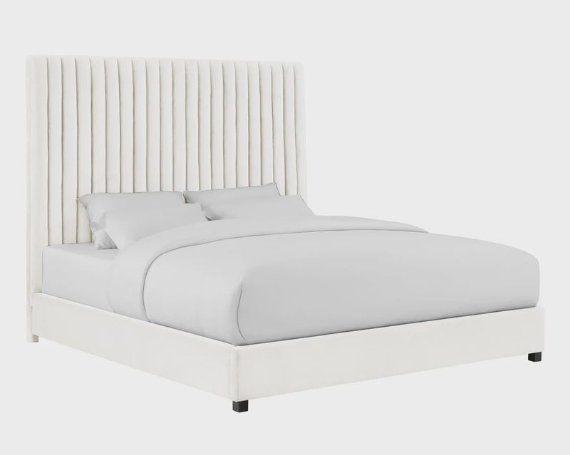 Arabelle White Velvet Bed In Queen