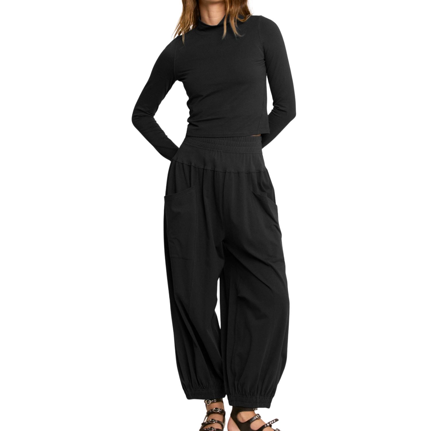 Textured Mock Neck Relaxed Lounge Set