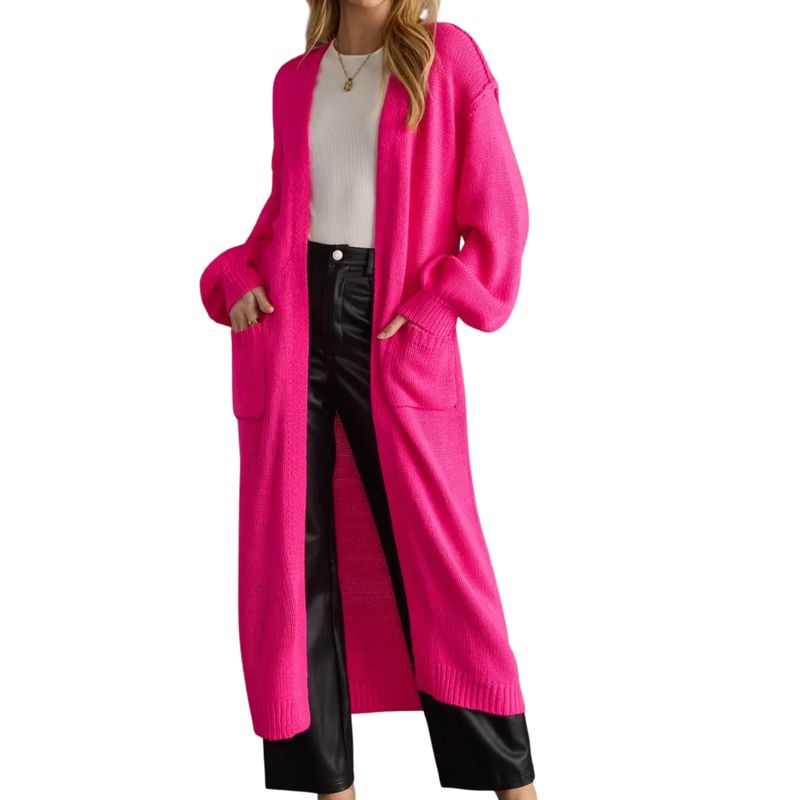 Bright Pink Duster Cardigan