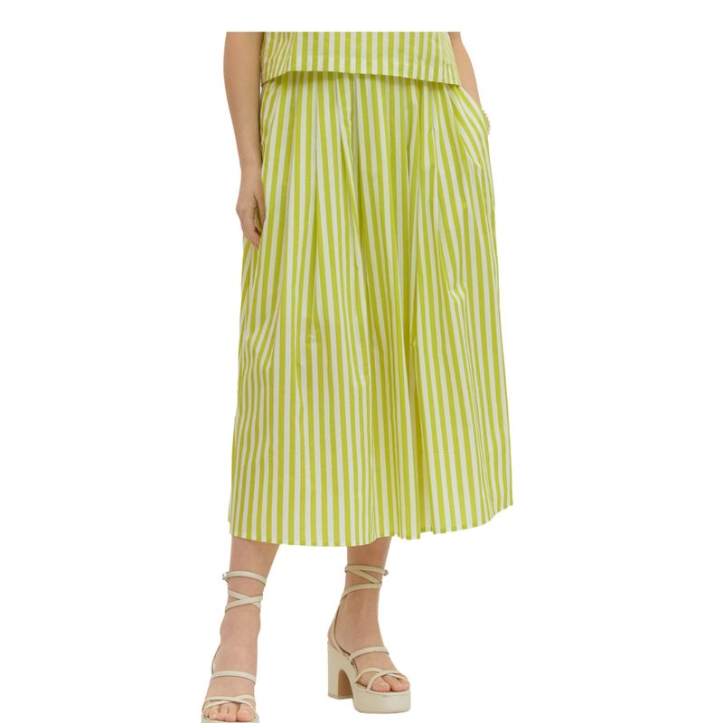 Green Striped Midi Skirt