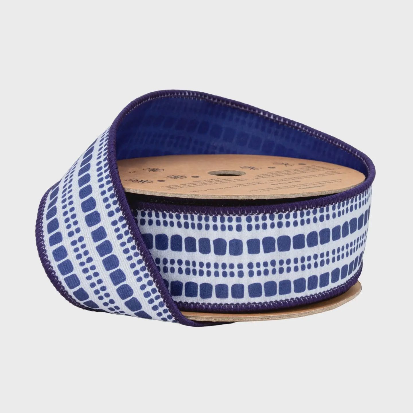 1.5" Wired Dupioni Ribbon – Blue &amp; Light Blue Bias Plaid