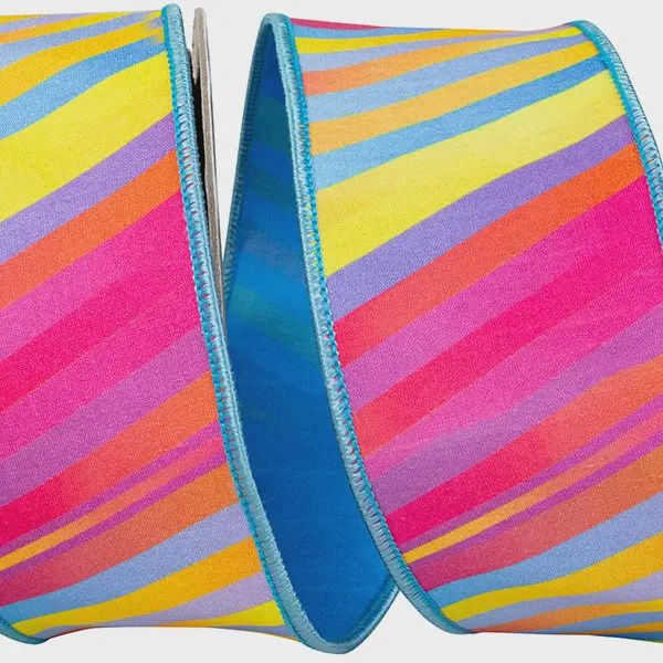 Surfside Sunset Stripe Deluxe Dupioni Backed Wired Edge