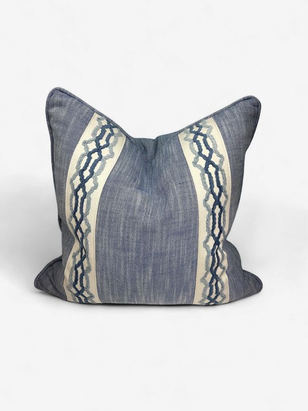 20 x 20 Blue with White and Blue Mix Trim Pillow