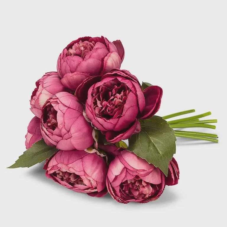 Pink Full Peony Bouquet - 10"H