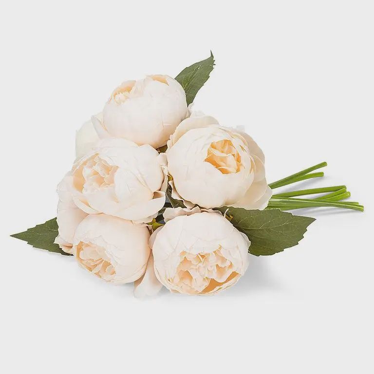 Ivory Full Peony Bouquet - 10"H