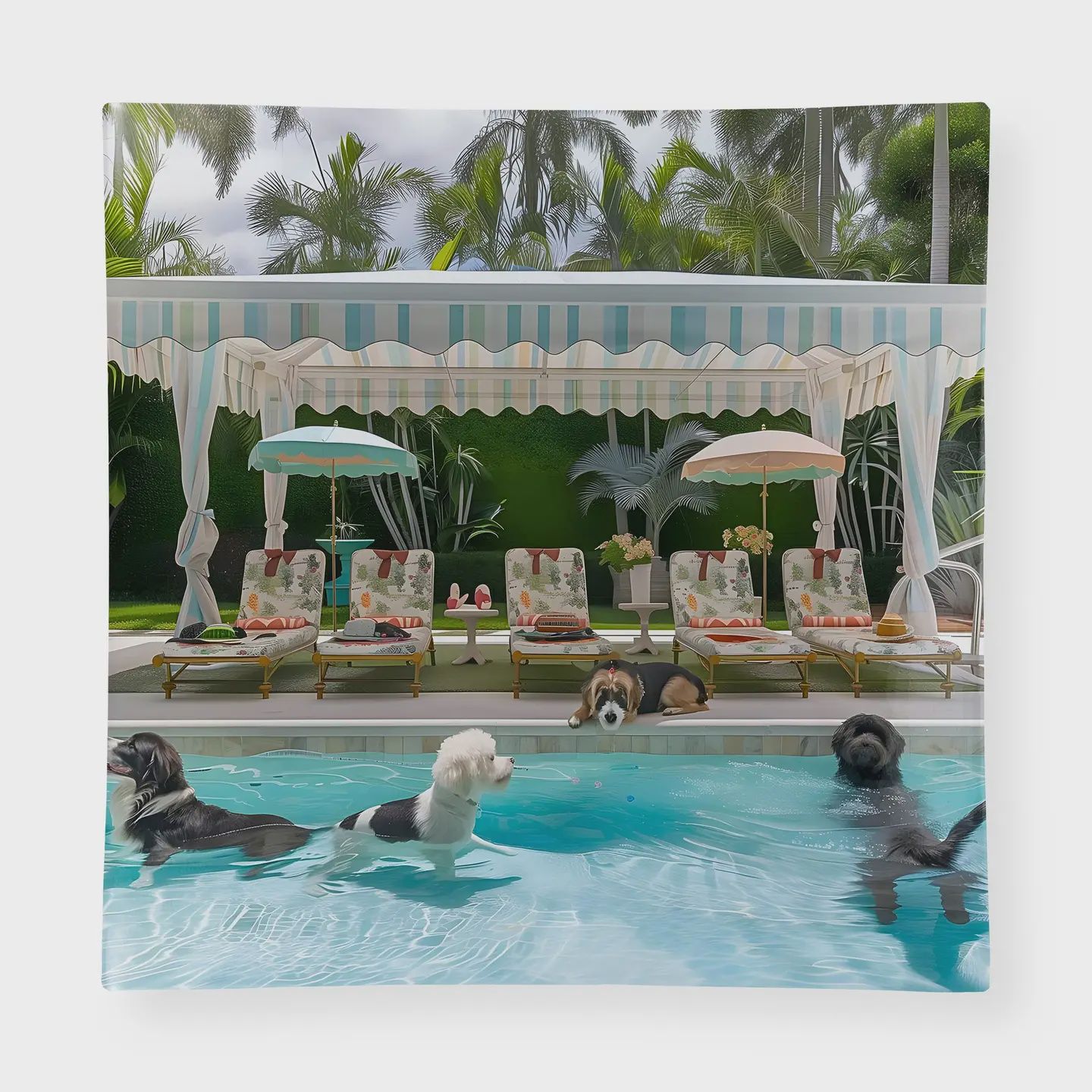 Glass Trinket Tray/Wall Art - Pool Dogs