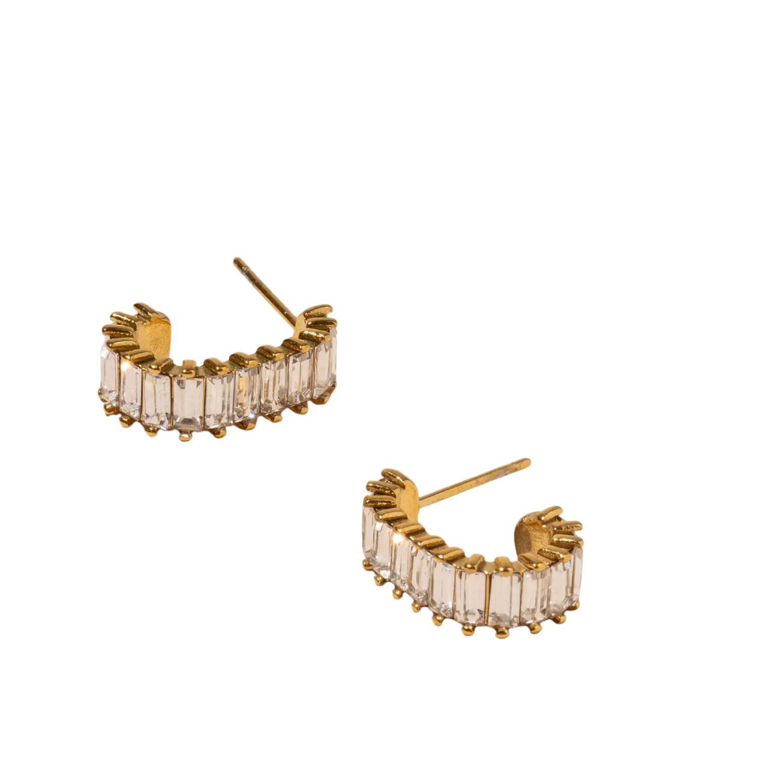 18K Gold Plated Clear Stone Stainless Earrings