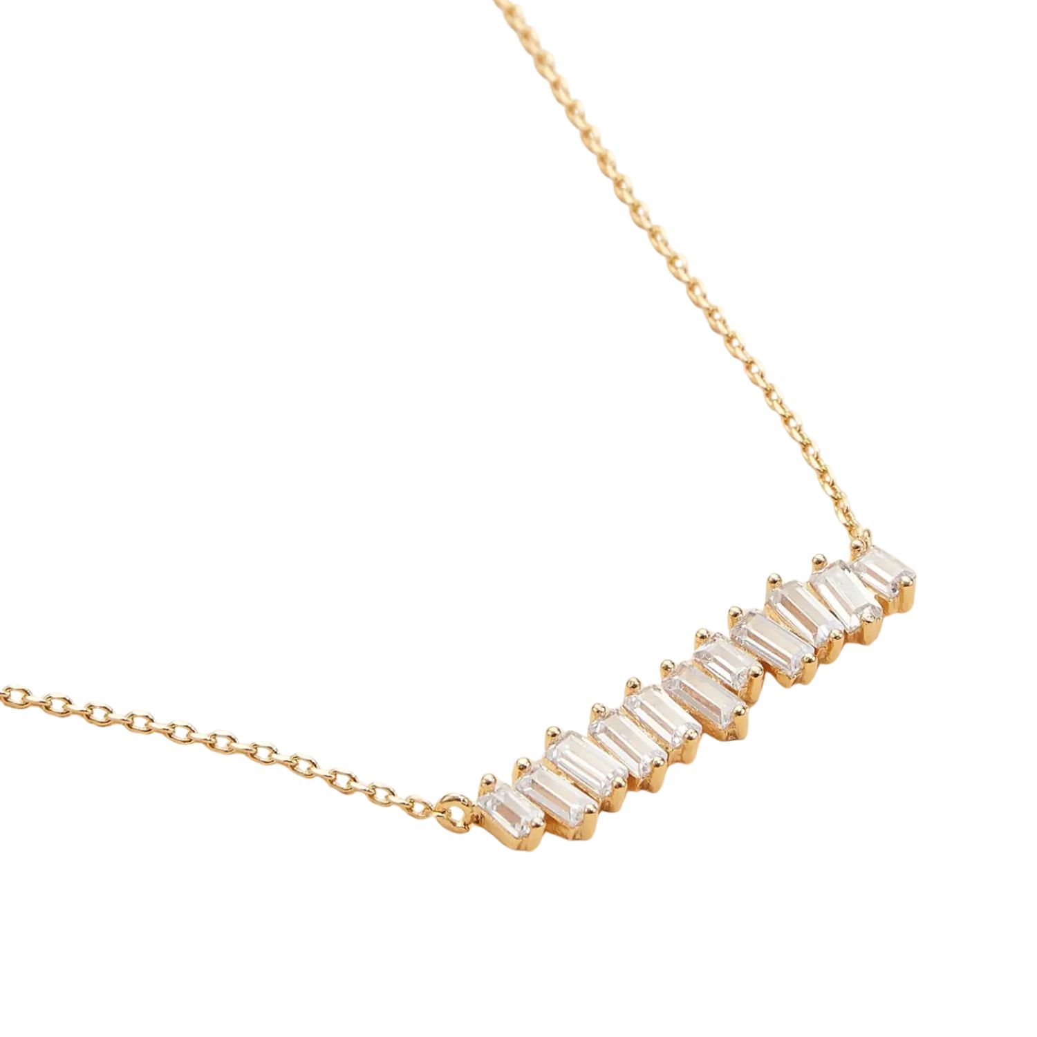 Gold Dipped Baguette Bar Necklace