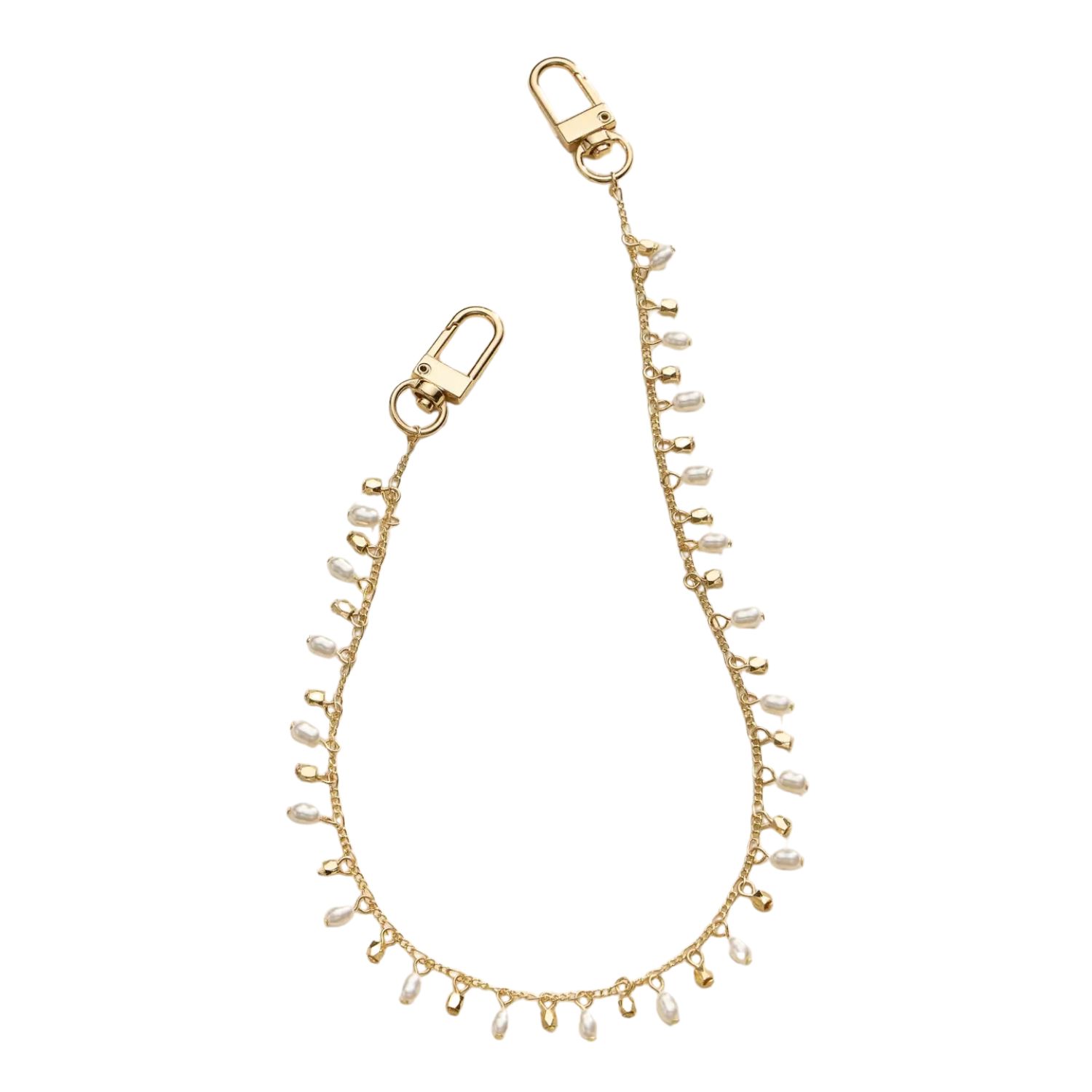 Gold Chain Pearl Drop Bag Charm Strap