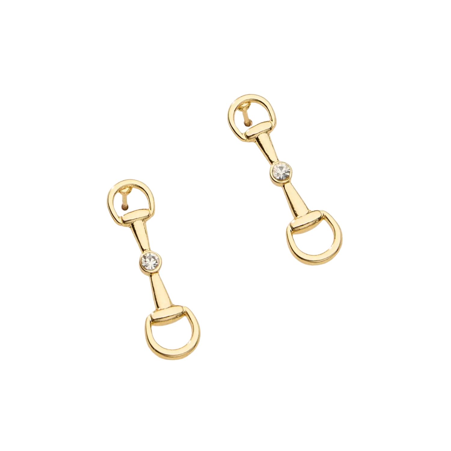 Gold Dipped Bit Studs with Crystal - 18K Gold Dipped