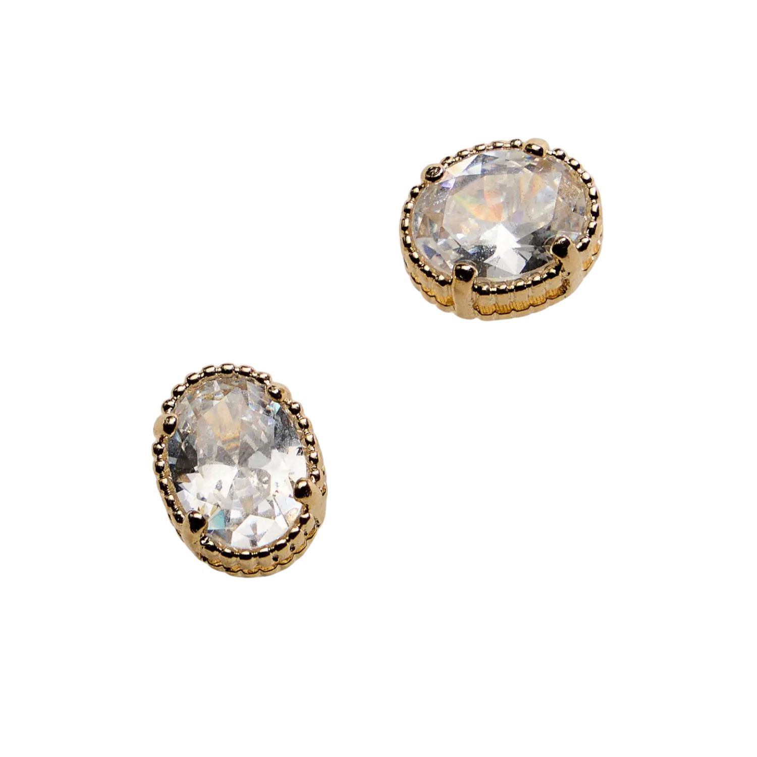 Gold Filled Oval Cz Stud Earrings