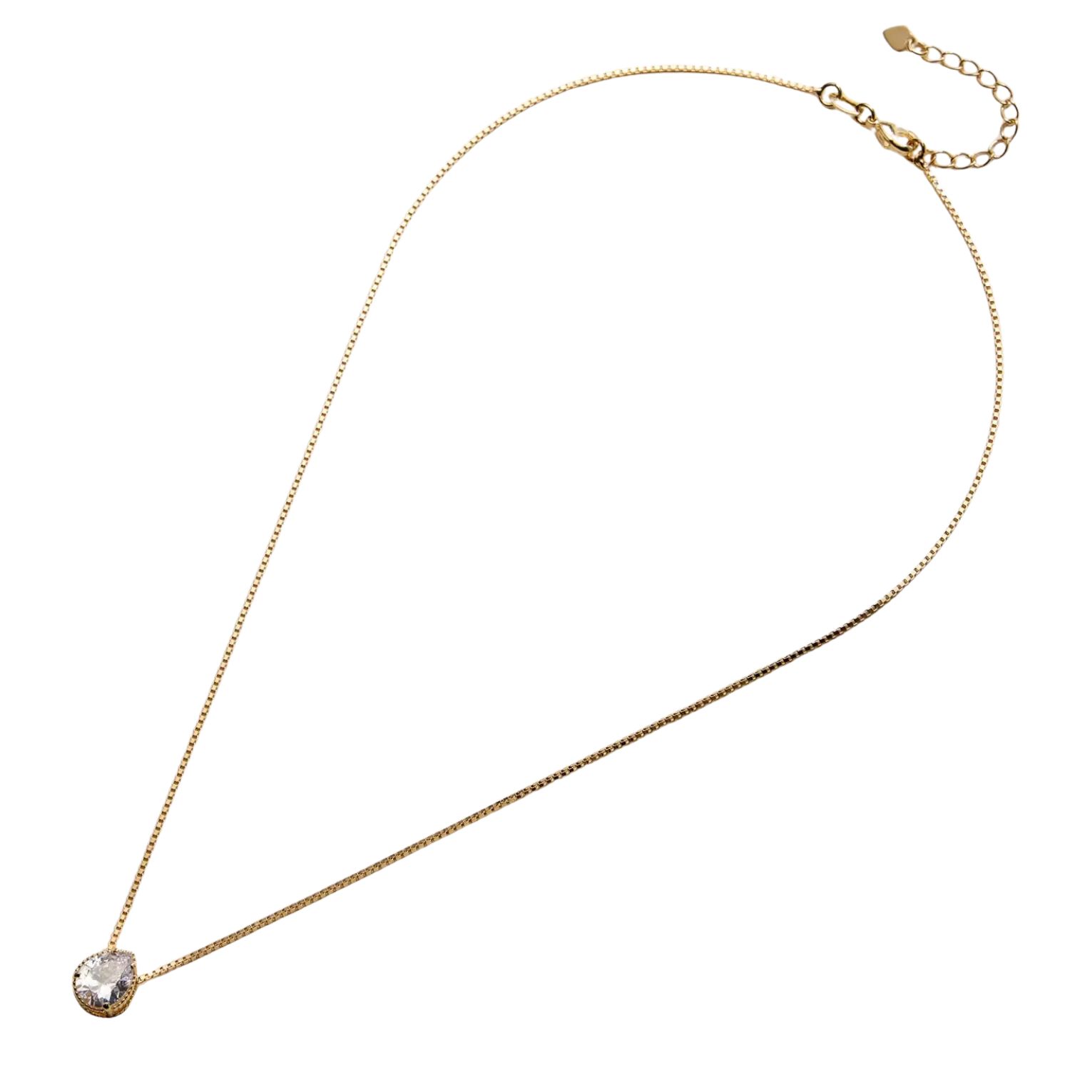 Gold Filled Teardrop Cz Pendant Necklace