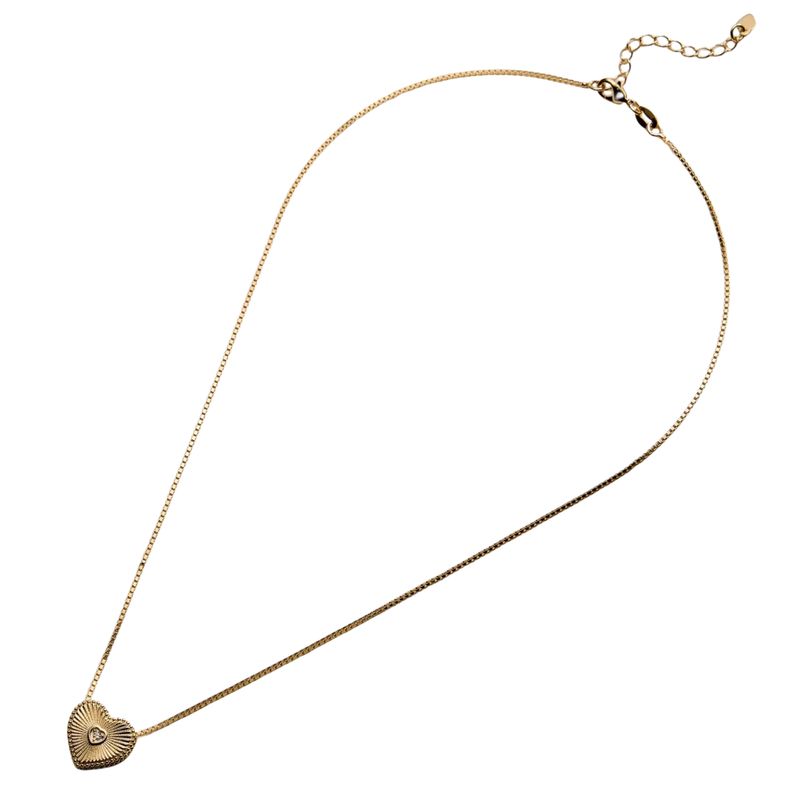 Gold Filled Heart Locket Necklace with Cubic Zirconia Accent