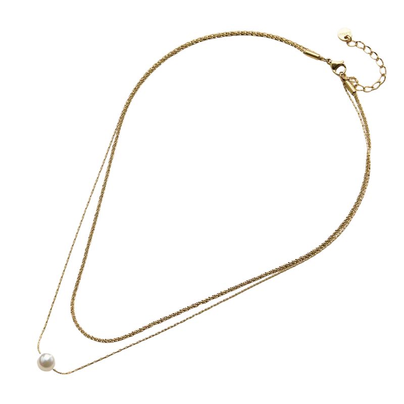 Stainless Steel Pearl Multi Chain Necklace