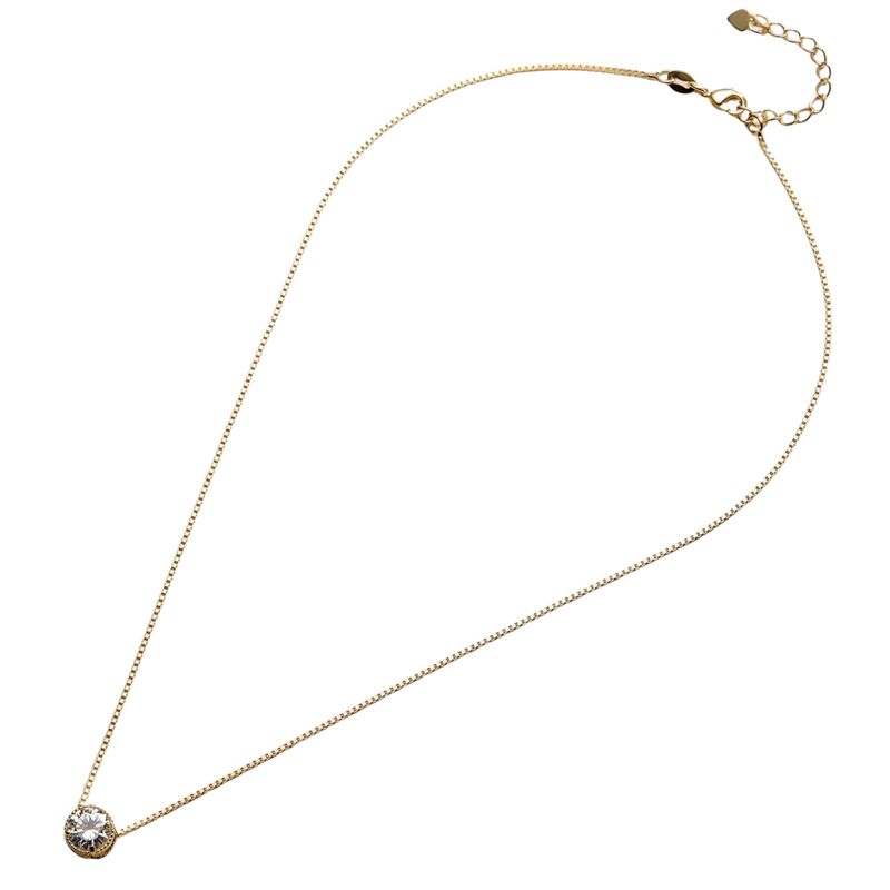 Gold Filled Solitaire Round Cut Cz Pendant Necklace