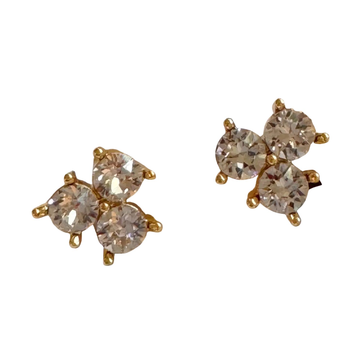 Faceted Trio Crystals Stud Earrings