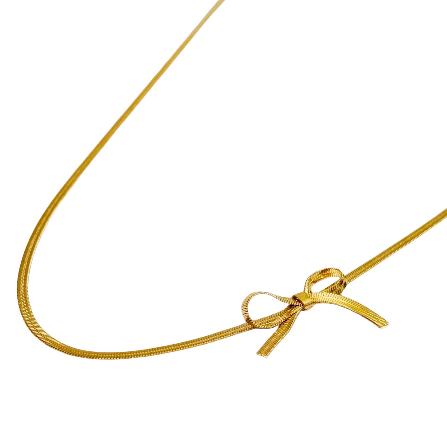 Herringbone Chain Bow Necklace