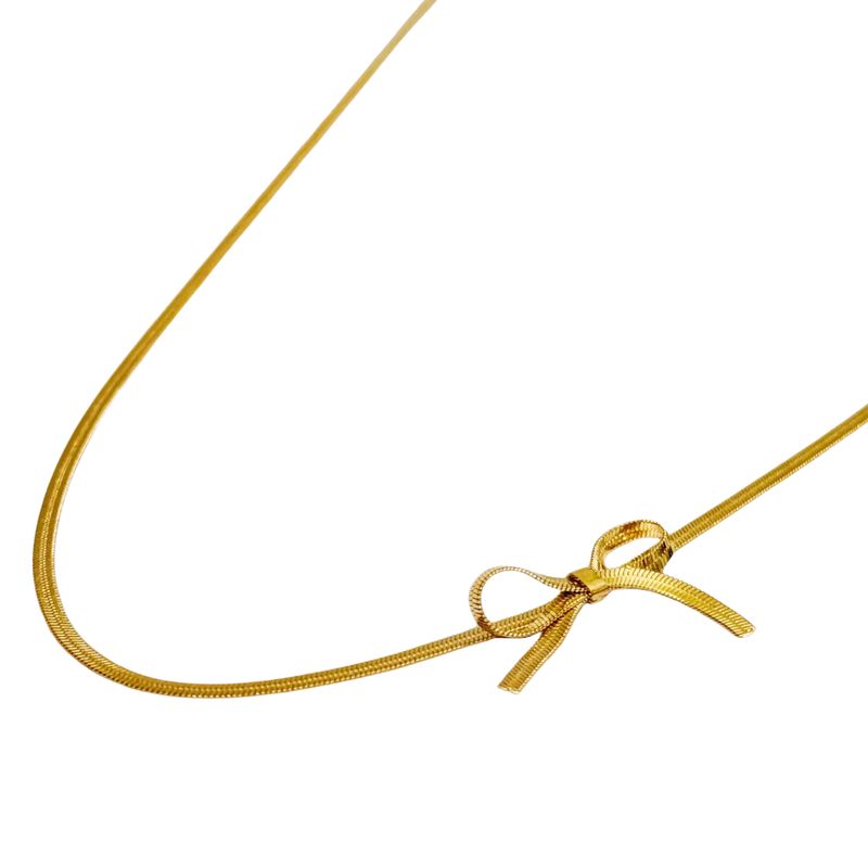 Herringbone Chain Bow Necklace