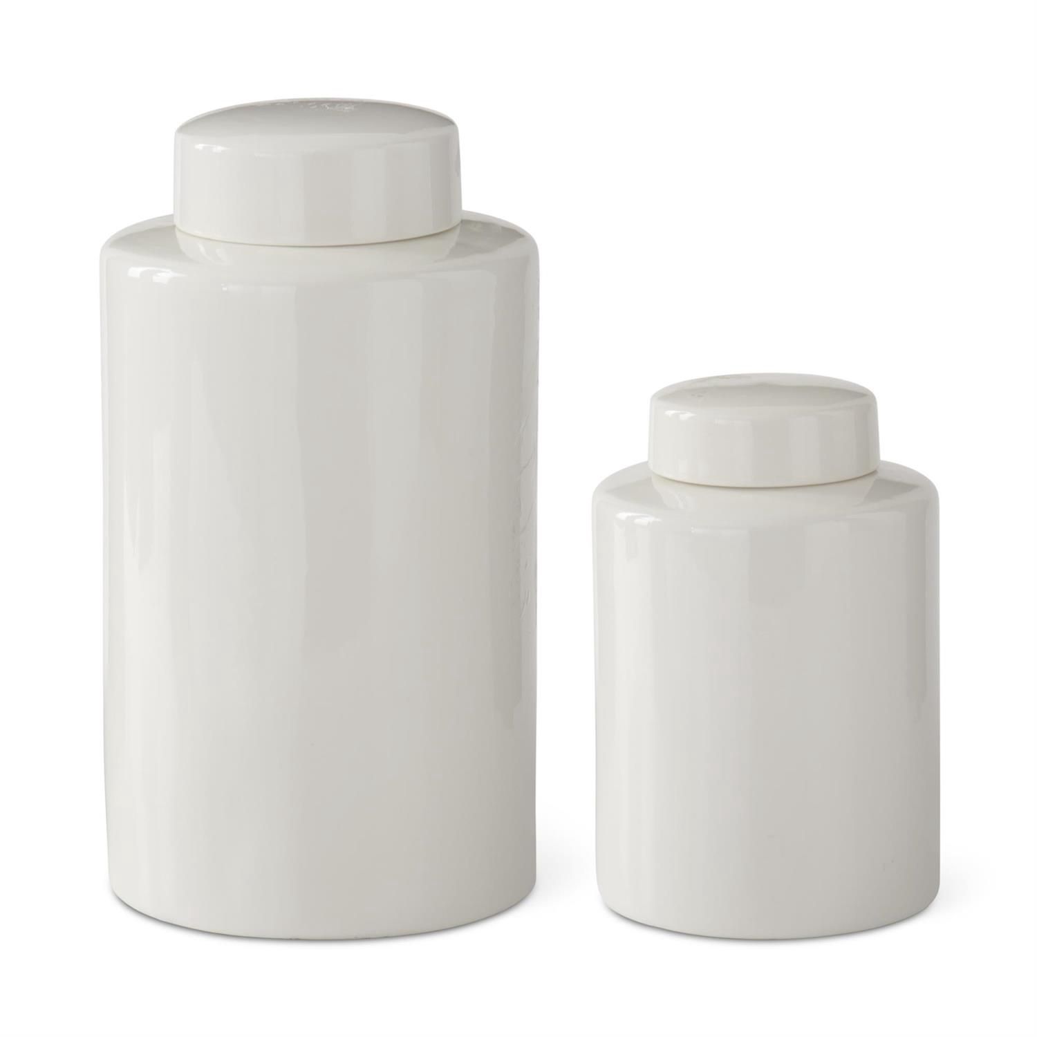 White Ceramic Lidded Jars - 2 Sizes