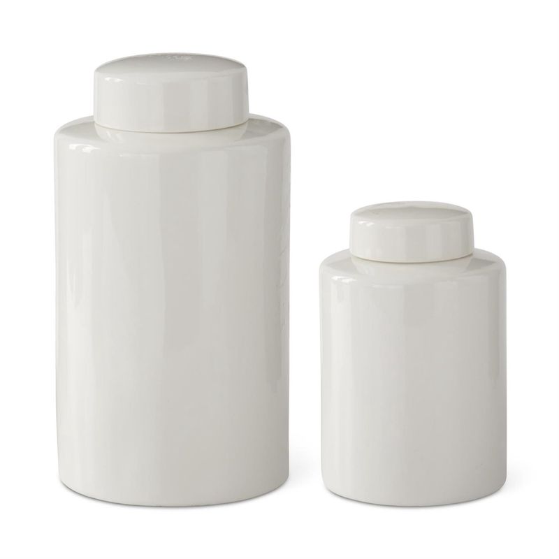White Ceramic Lidded Jars - 2 Sizes