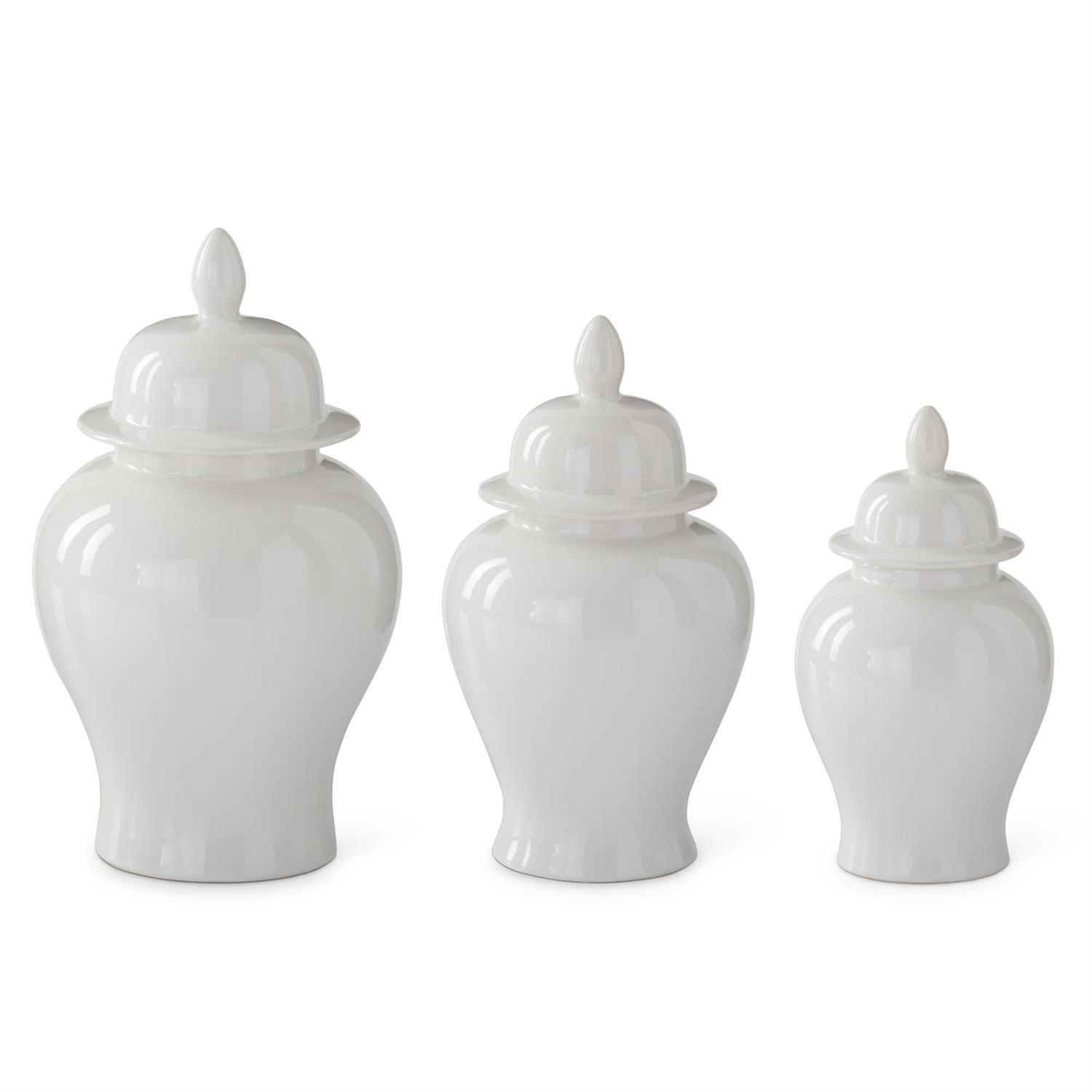 White Ceramic Ginger Jars - 3 Sizes
