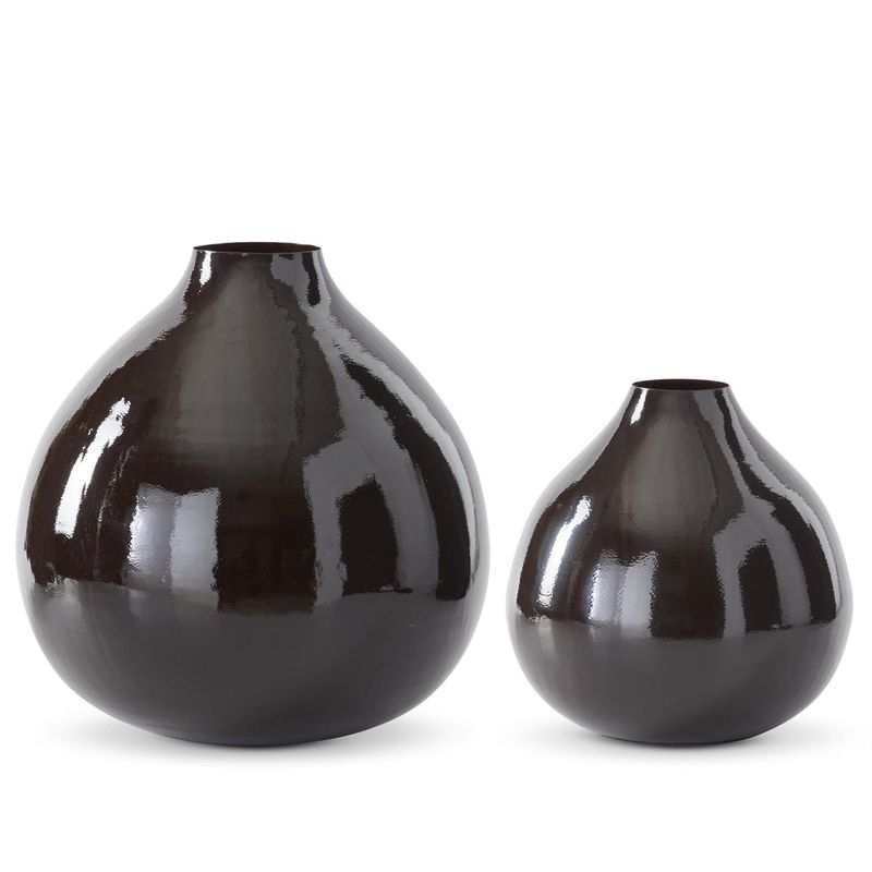 Dark Brown Metal Vases - 2 Sizes