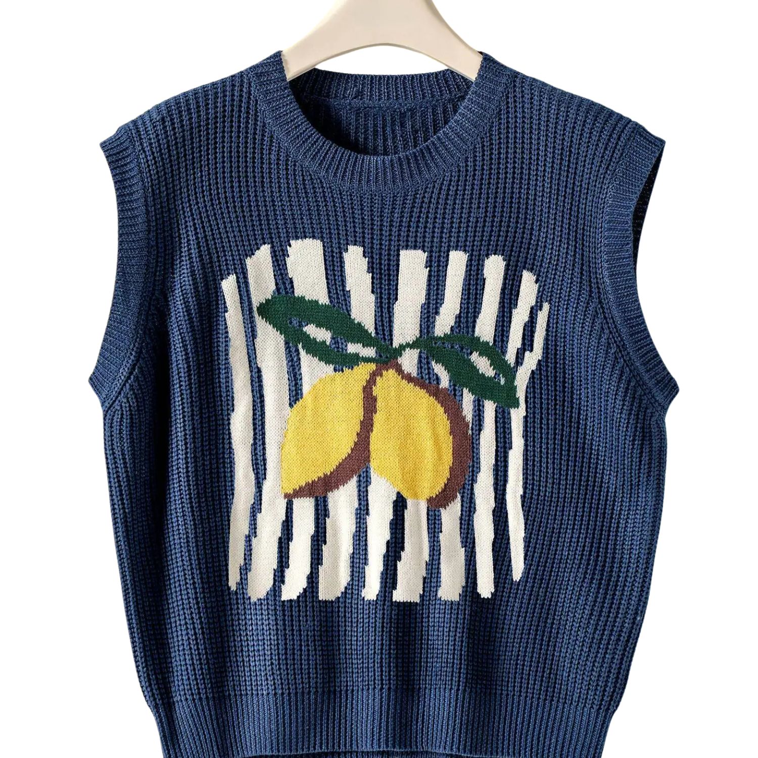 Lemon Graphic Knit Vest Citrus Print