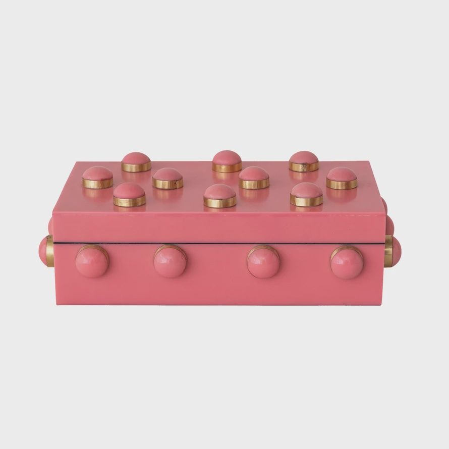 Pink Resin &amp; Brass Studded Box