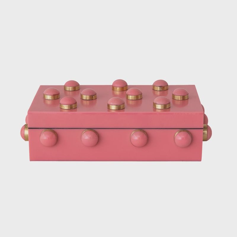 Pink Resin &amp; Brass Studded Box