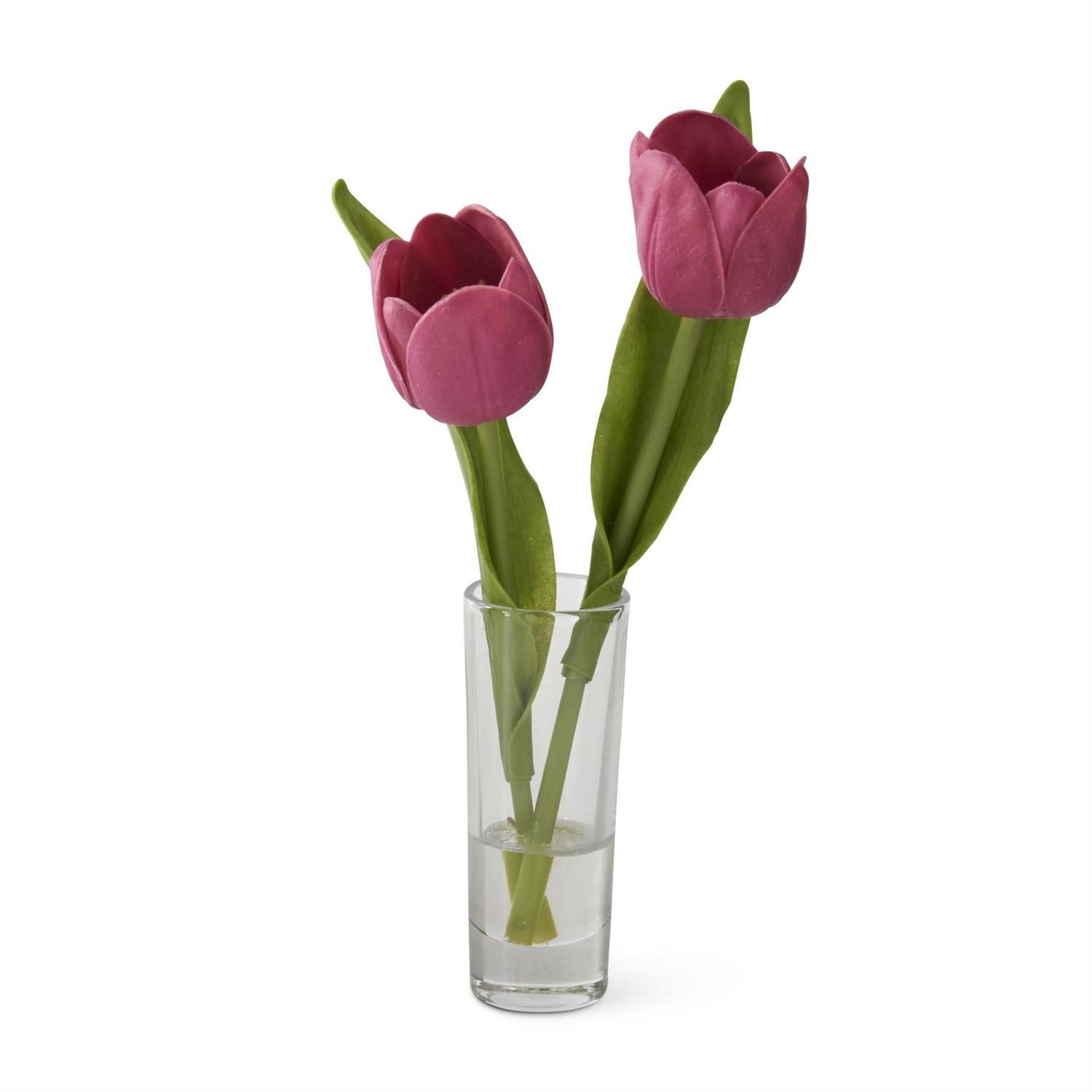 8.5 Inch Fuchsia Real Touch Double Tulip