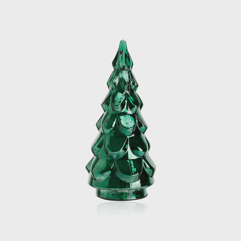 14 Inch Green Glass Christmas Tree