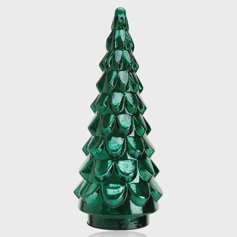 21.7 Inch Green Glass Christmas Tree