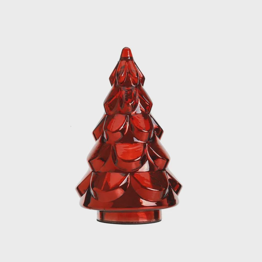 10.6 Inch Red Glass Christmas Tree