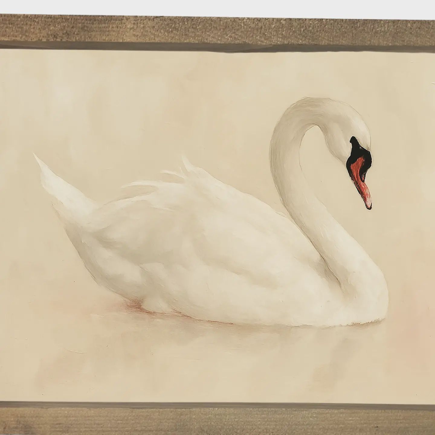 6 x 8 Cream Swan Framed Art