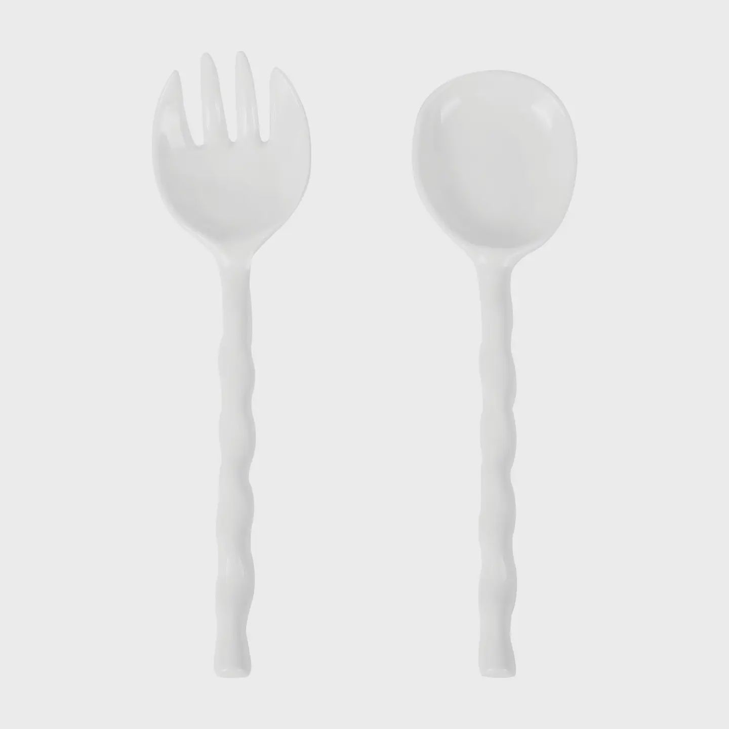 2-Piece White 11" Melamine Salad Server