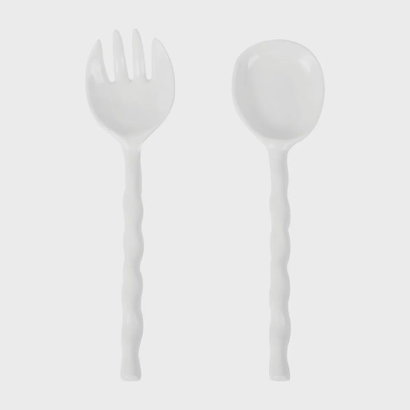 2-Piece White 11" Melamine Salad Server