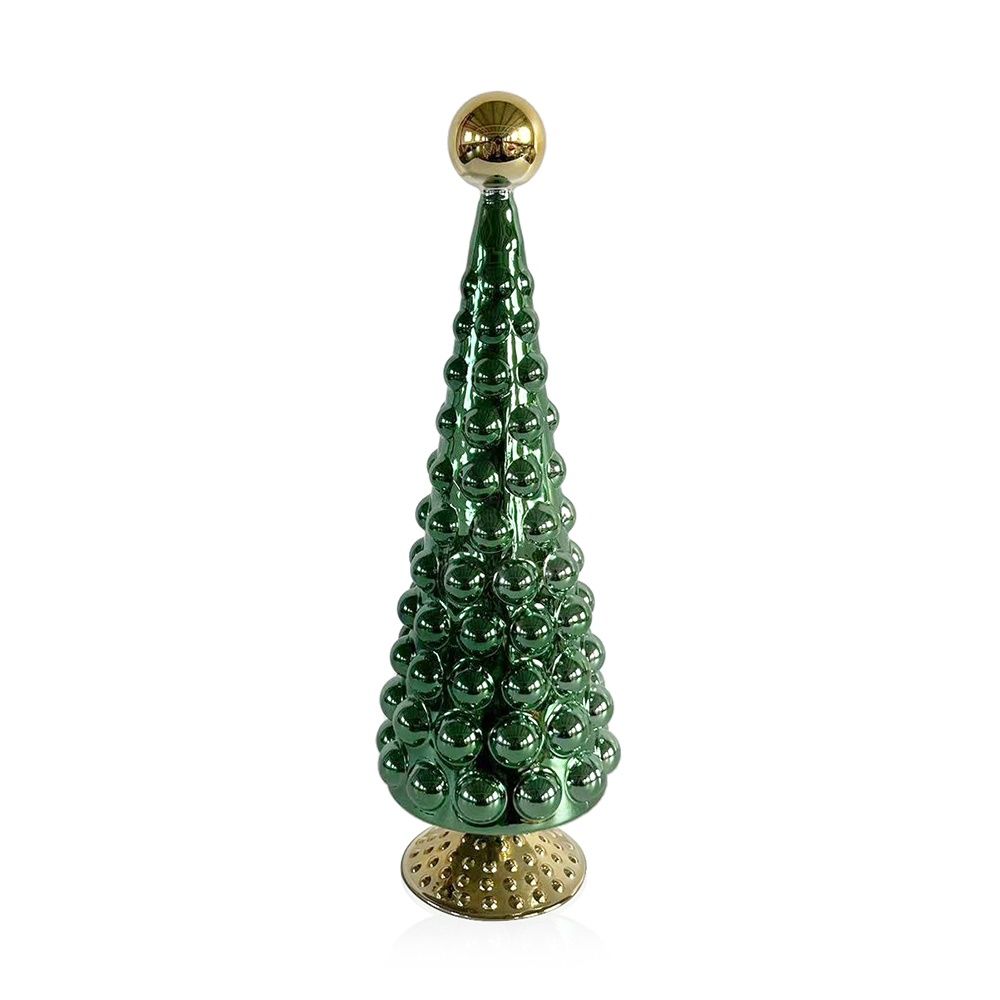 15.5" Green &amp; Gold Hobnail Tree
