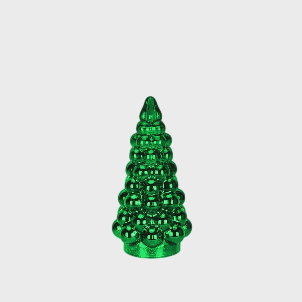 11" Green Glass Christmas Tree