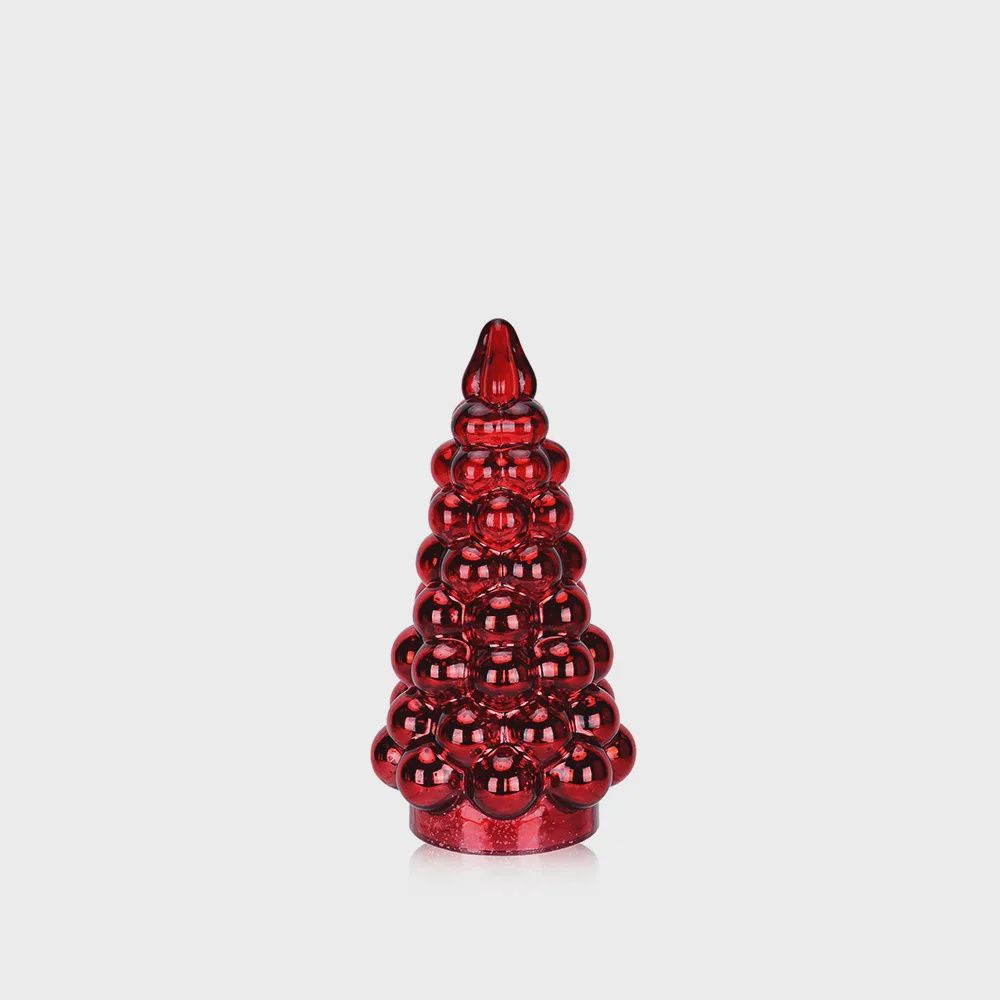 11" Red Glass Christmas Tree