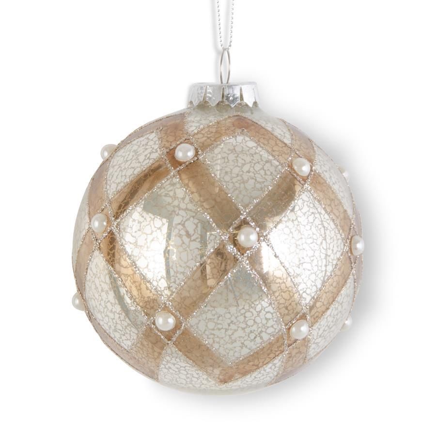 4" Glittered Silver Mercury Glass Ornament