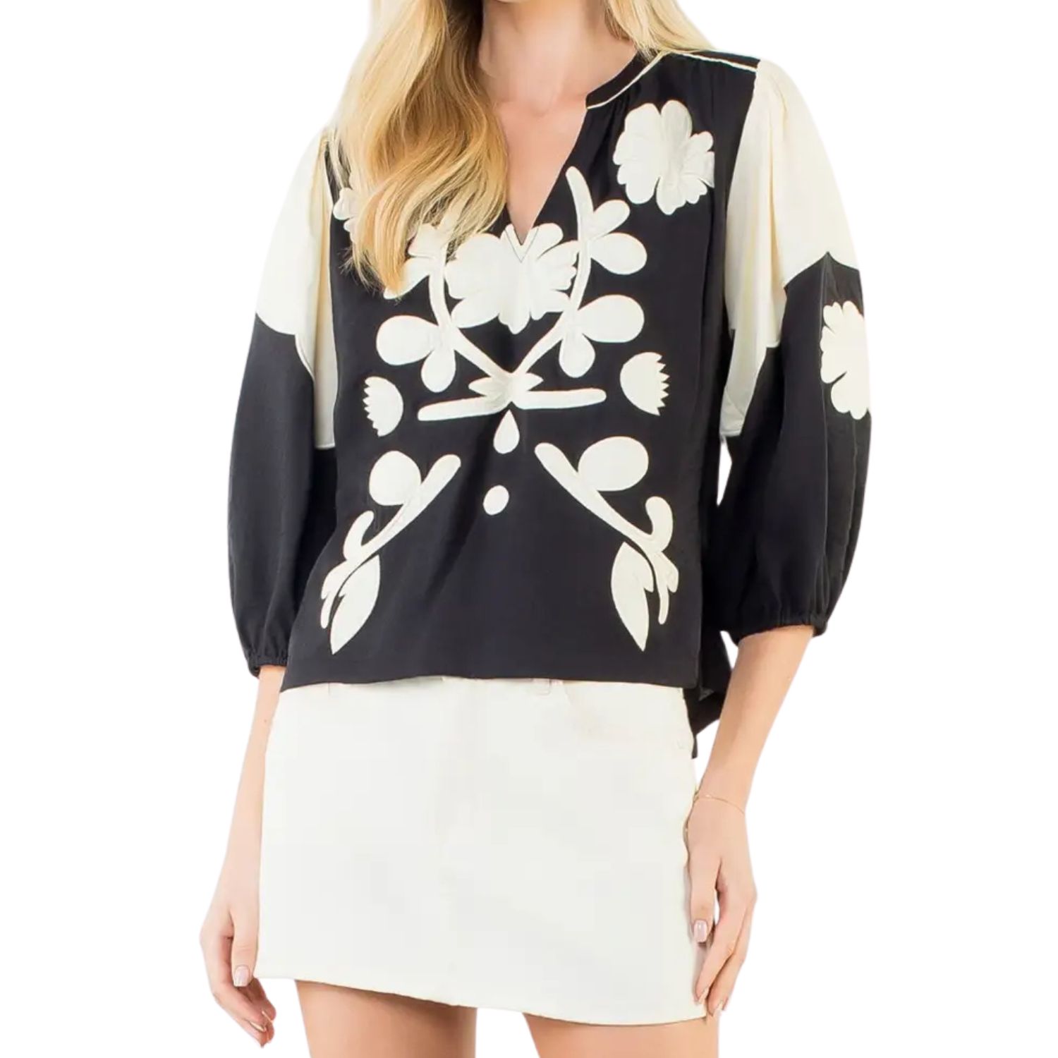 Long Sleeve Pattern Detail Top