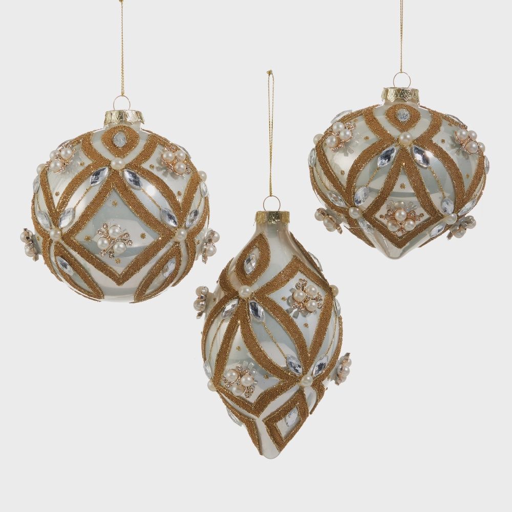 4" Pearl Jewel Embellished Ornament - 3 Options