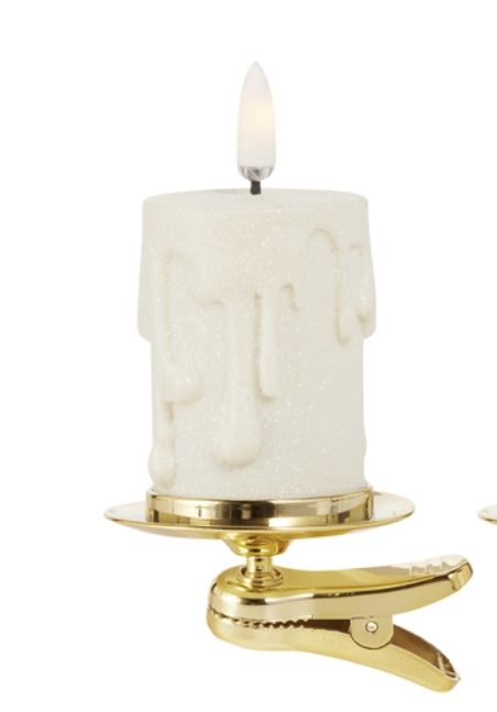 Glittered Cream Drip Votive Clip-On Candle