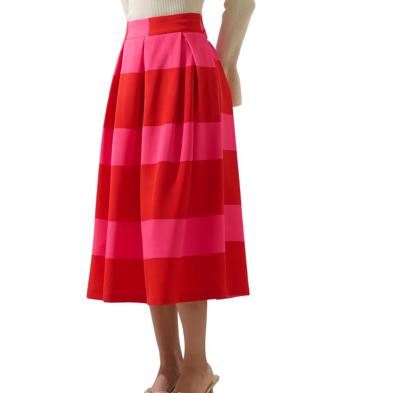 Lolli Stripe Pleated Midi Skirt