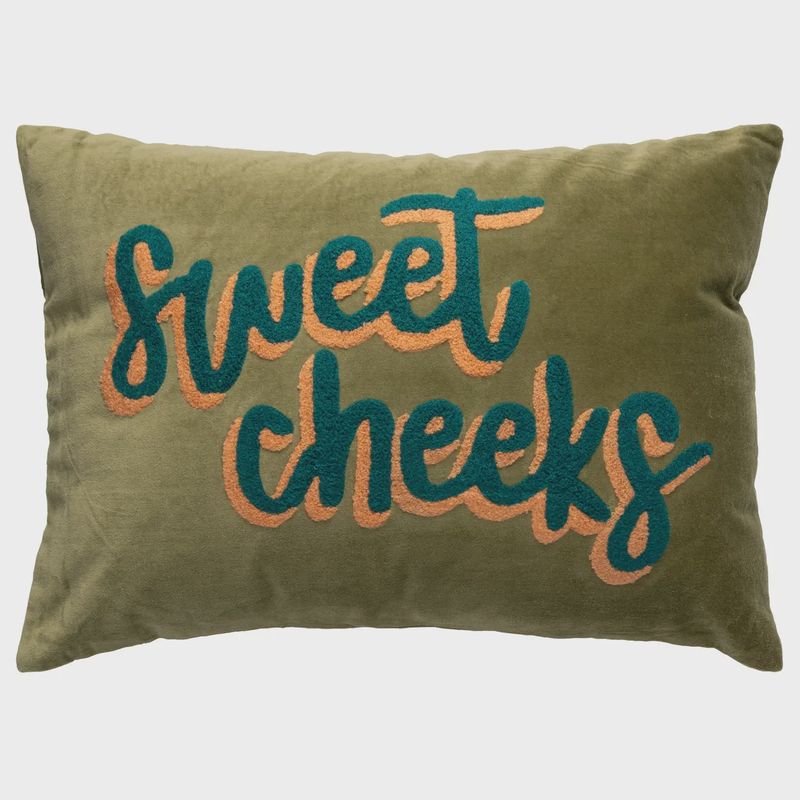 Lumbar Velvet Pillow - Sweet Cheeks