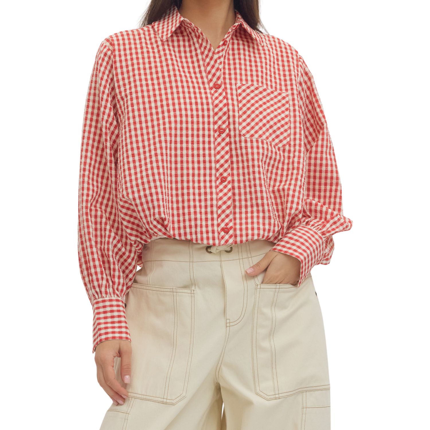 Red &amp; White Gingham Top