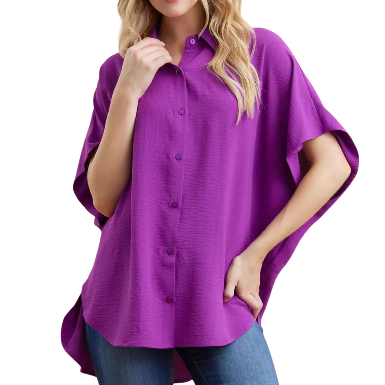 Violet Oversized Button Down Top