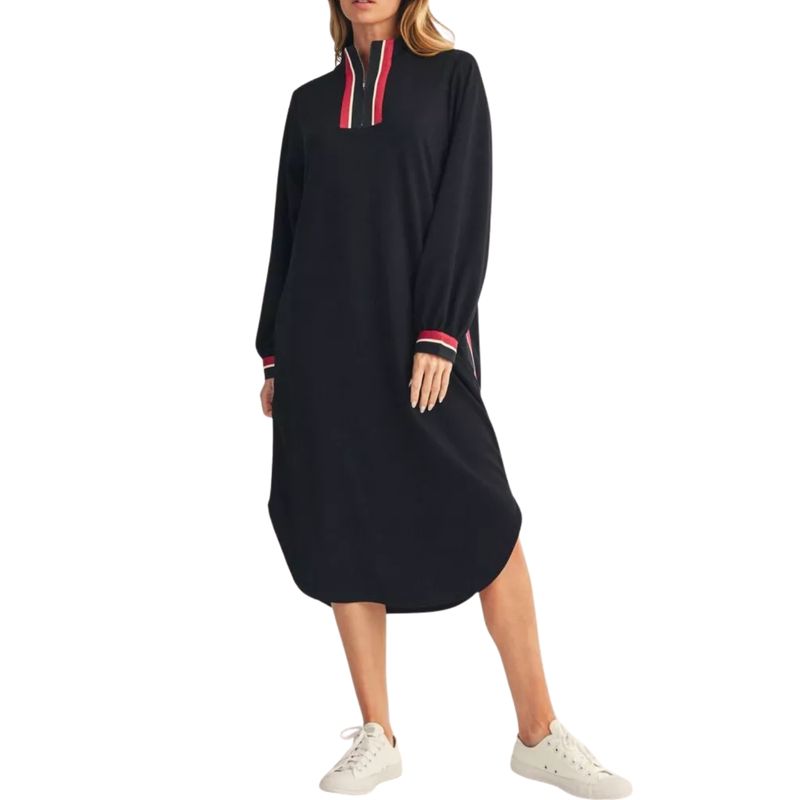 Black Sport Trim Midi Dress