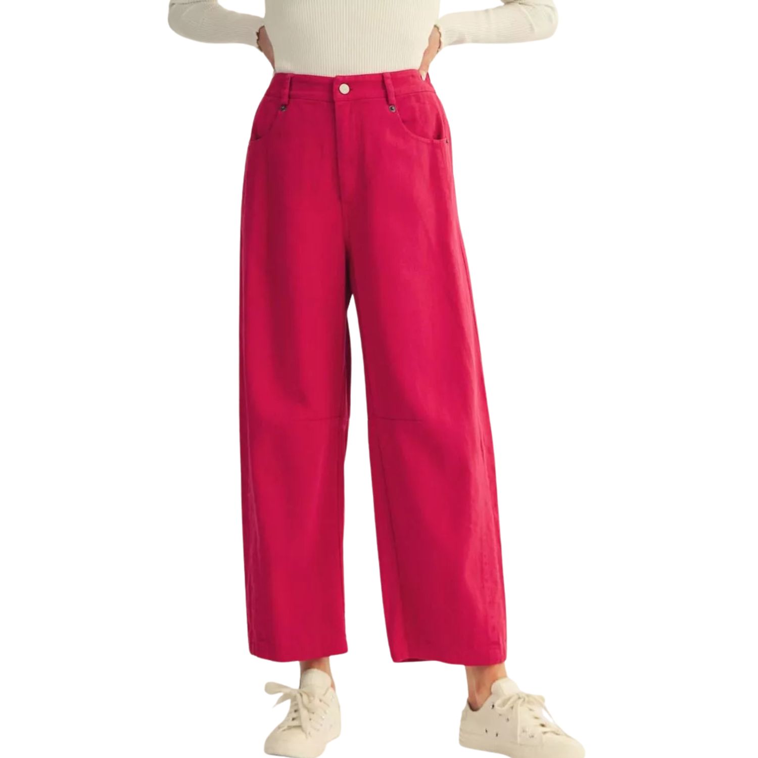 Magenta Wide Leg Cropped Pants